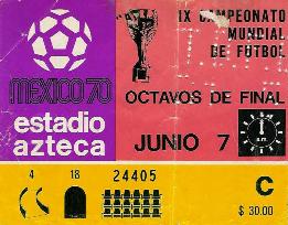 Boleto del Mundial Mexico 70. ID423, Ivan TMy.
