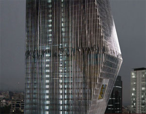 Vista de la Torre Bicentenario en la colonia Molino del Rey. ID06, OMA, 2008